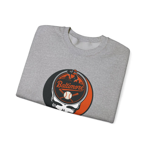 Grateful Dead - Baltimore Orioles Grateful Dead Stealie Crewneck Sweatshirt - MLB - StealieShop